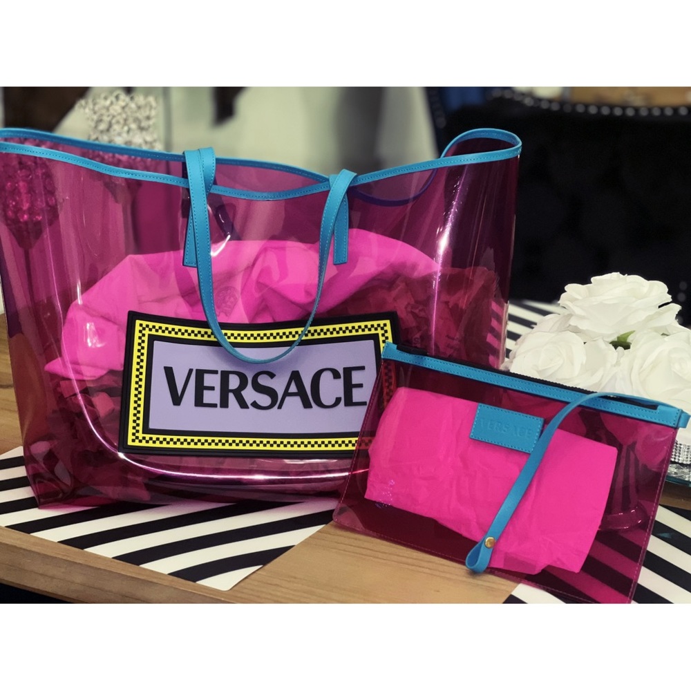 Versace Tote PVC bag pink with pouch